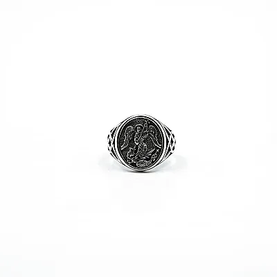 Inel oval Sfantul Mihail Argint - 1