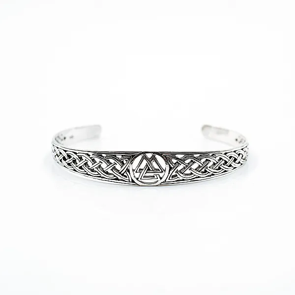 Bratara fixa Valknut noduri celtice Argint