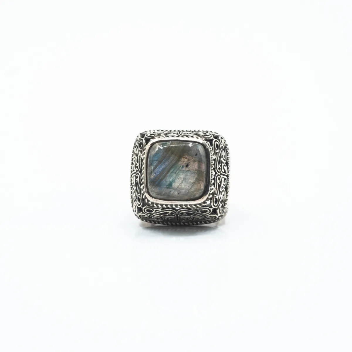 Inel patrat l labradorite Argint