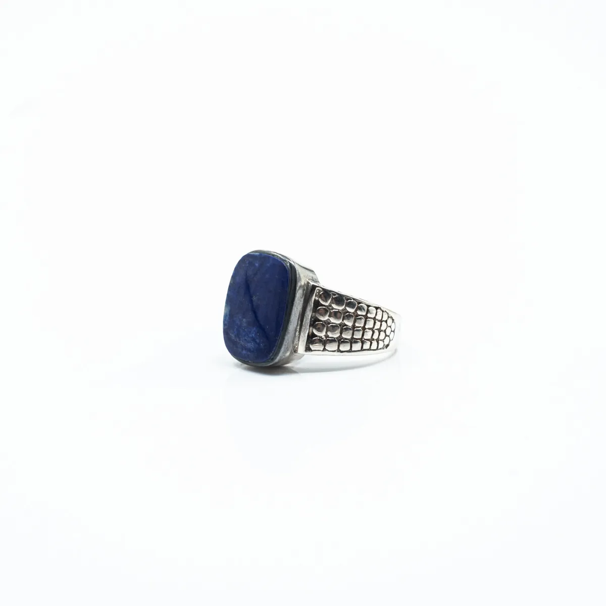 Inel dreptunghiular patratele lapis lazuli Argint
