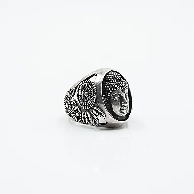 Inel oval cap Buddha Argint - 6