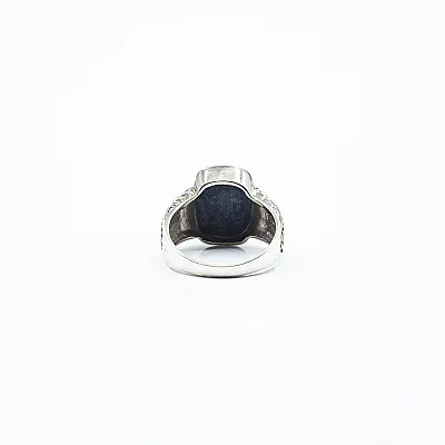 Inel dreptunghiular patratele lapis lazuli Argint - 4