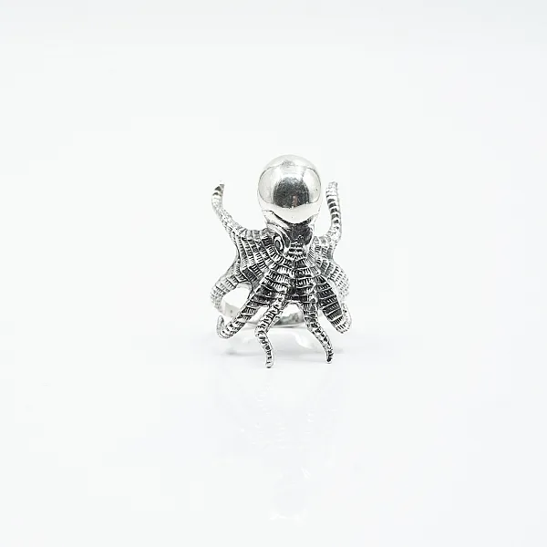 Inel masiv caracatita cz negru Argint