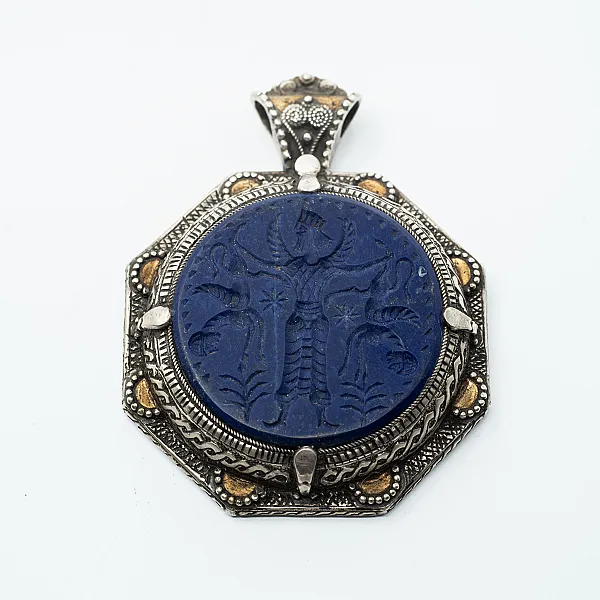 Pandantiv Afgan octogonal lapis lazuli Argint