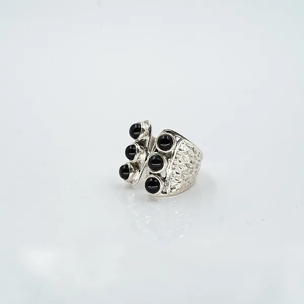 Inel corset 6 bumbi onix Argint