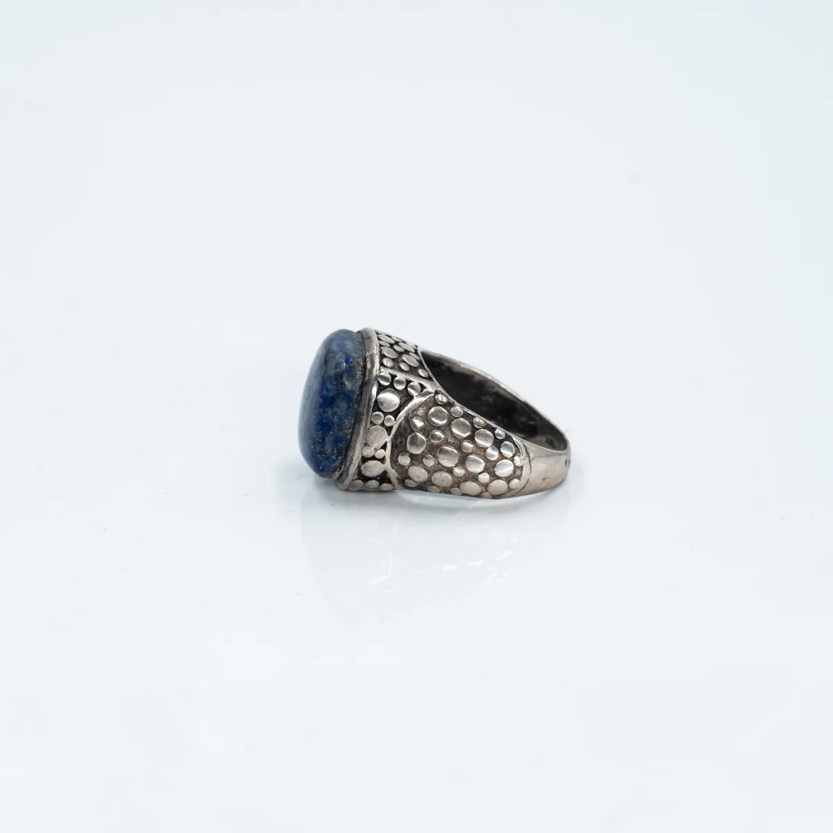 Inel patrat buline piatra lapis-lazuli Argint