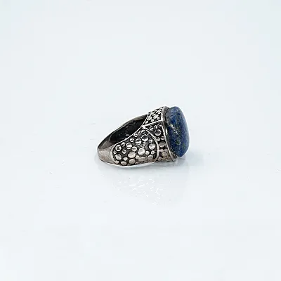 Inel patrat buline piatra lapis-lazuli Argint - 5