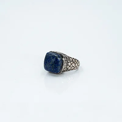 Inel patrat buline piatra lapis-lazuli Argint - 2