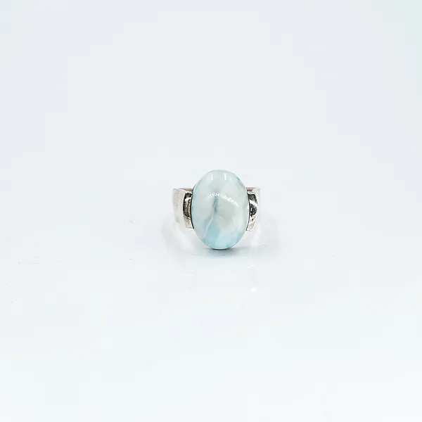 Inel oval simplu s larimar Argint