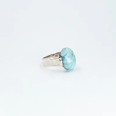 Inel oval simplu s larimar Argint - 6