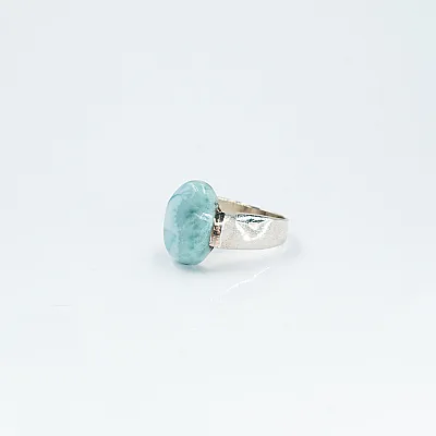 Inel oval simplu s larimar Argint - 2