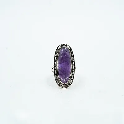 Inel lung picaturi ametist cabochon Argint - 1