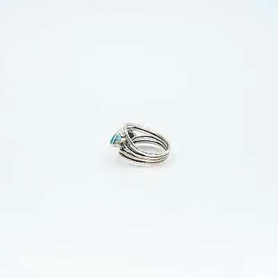 Inel oval ascutit sarma calcedonie-bleu Argint - 3