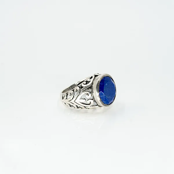 Inel rotund petale lapis-lazuli Argint
