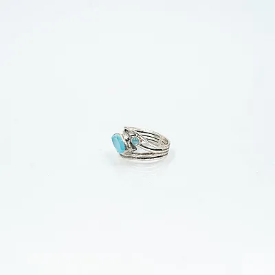 Inel oval ascutit sarma calcedonie-bleu Argint - 2