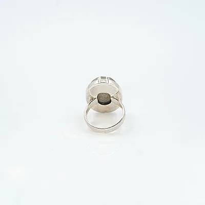 Inel oval motat piatra pirita Argint - 4