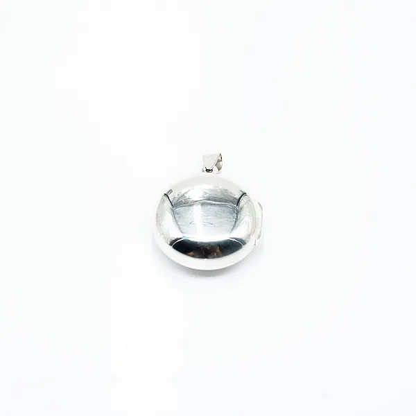 Pandantiv caseta poze rotunda 25mm Argint