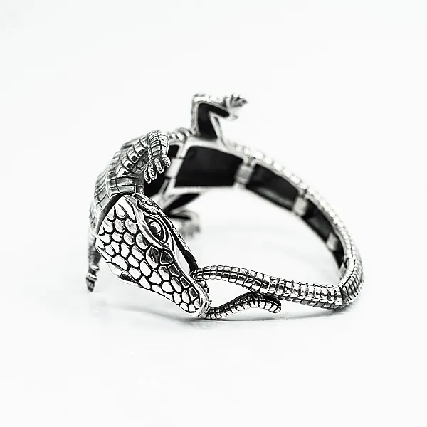Bratara fixa corp de crocodil Argint