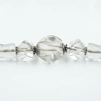 Colier cuarz de stanca tubular-oval Argint - 2