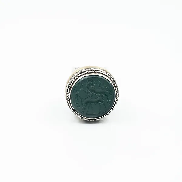 Inel Afgan tip caseta leu-capricorn Argint