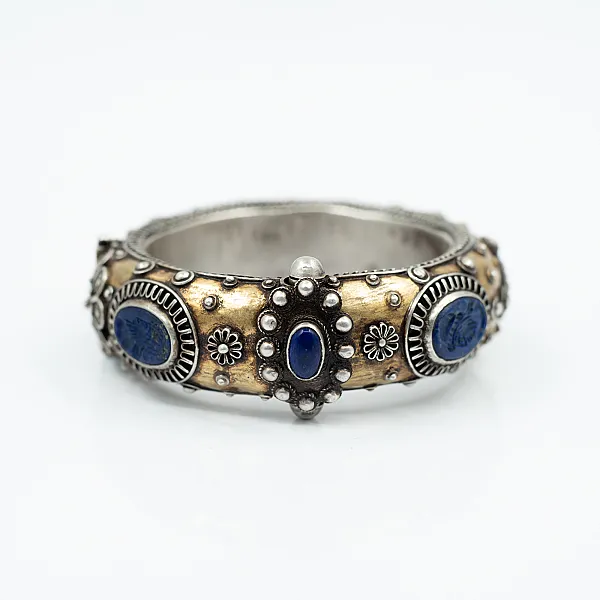 Bratara Afgana lapis-lazuli floare Argint