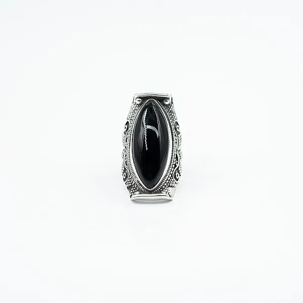 Inel India oval ascutit onix Argint