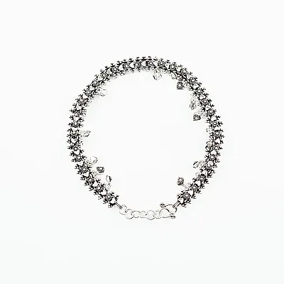 Bratara picior charms inimi inflorate Argint - 1