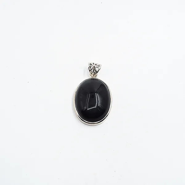 Pandantiv oval obsidian anou soare Argint
