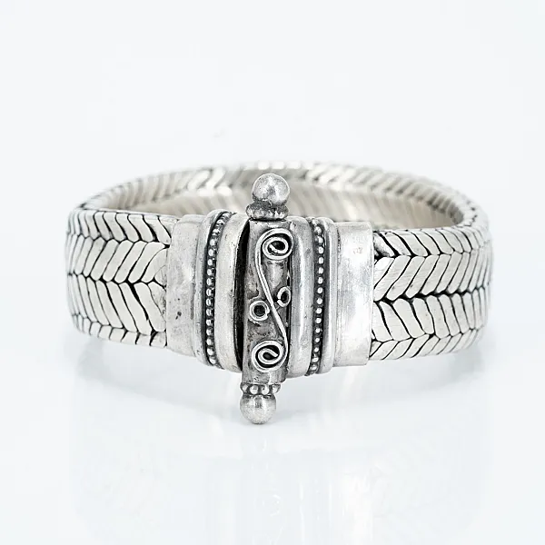 Bratara tip sarpe plat spirale Argint