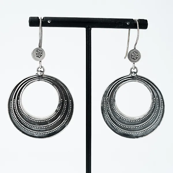 Cercei lungi trei cercuri Argint