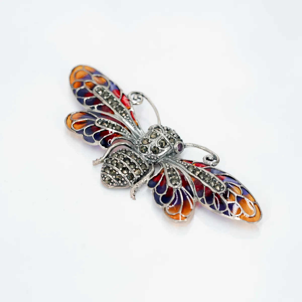 Brosa-pandantiv fluture marcasite Argint