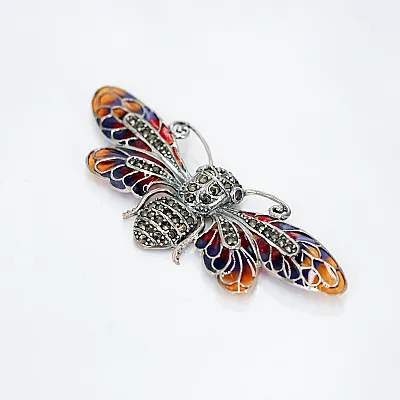 Brosa-pandantiv fluture marcasite Argint - 4