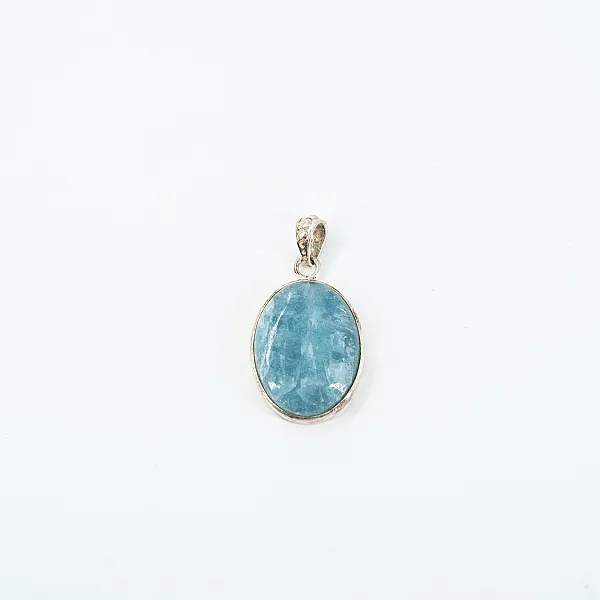 Pandantiv oval acvamarine anou picaturi Argint