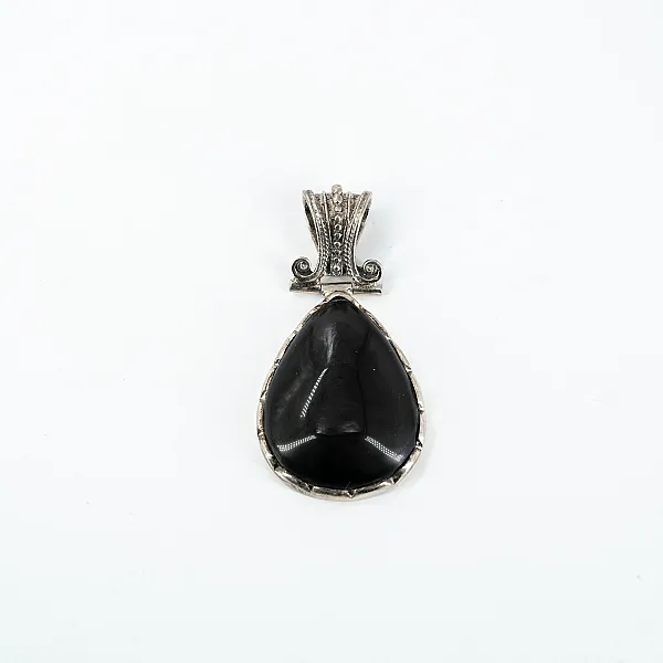 Pandantiv gotic obsidian Argint