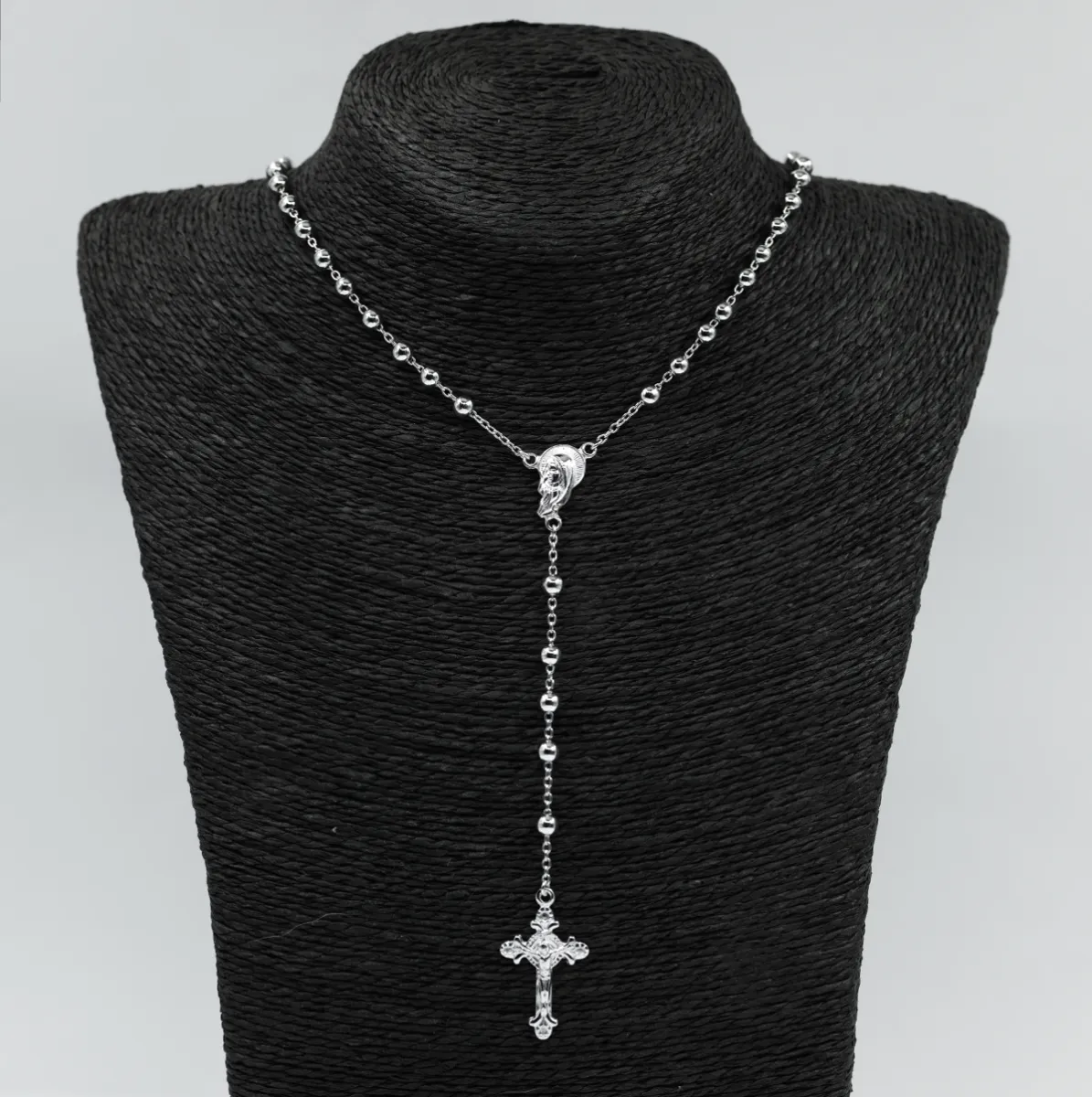 Colier tip rozariu 5mm Argint
