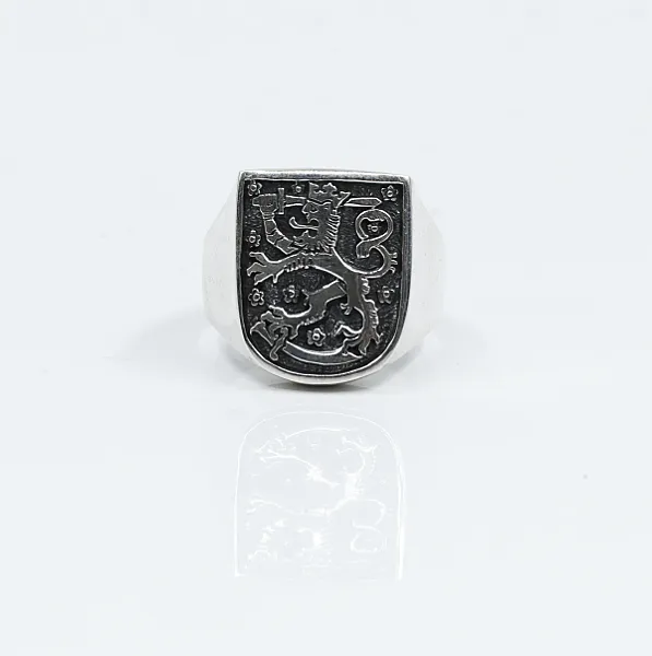 Inel leu blazon regal Argint