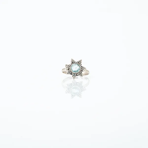 Inel stea piatra naturala topaz bleu Argint