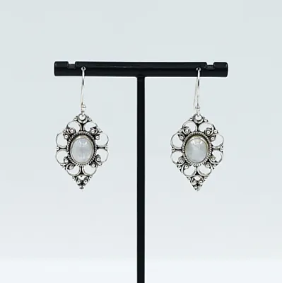 Cercei lungi bucle piatra naturala Argint - 2