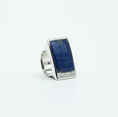 Inel dreptunghiular lung lapis lazuli Argint - 4