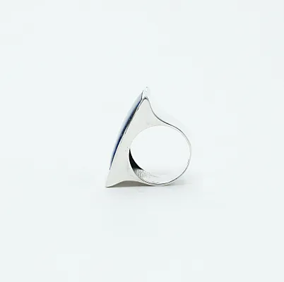 Inel dreptunghiular lung lapis lazuli Argint - 2