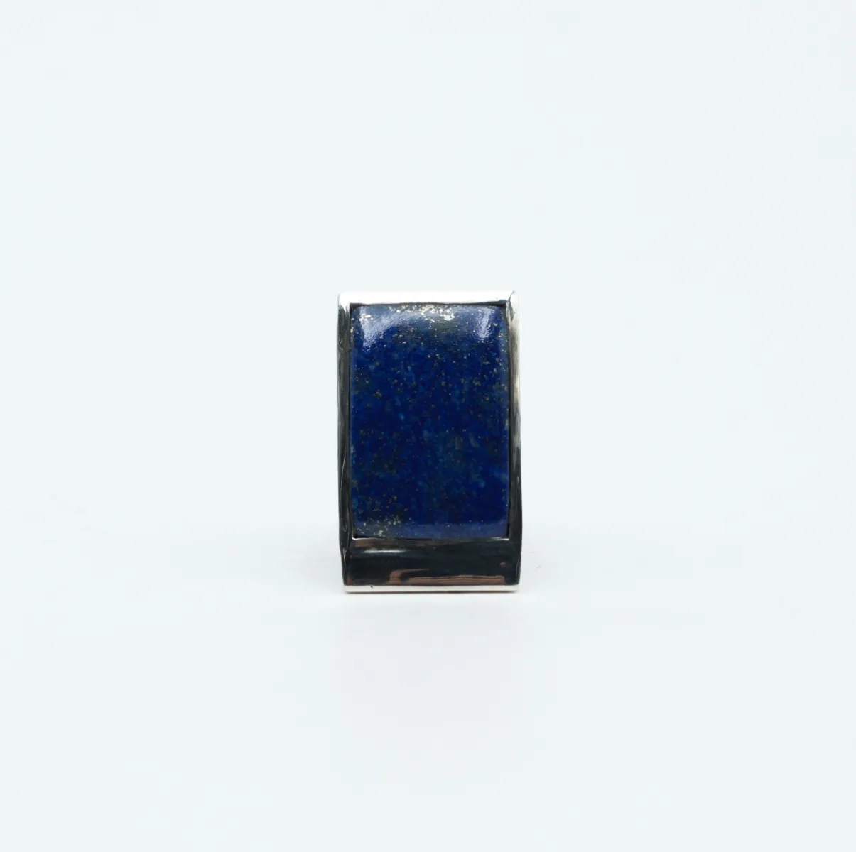 Inel dreptunghiular lung lapis lazuli Argint