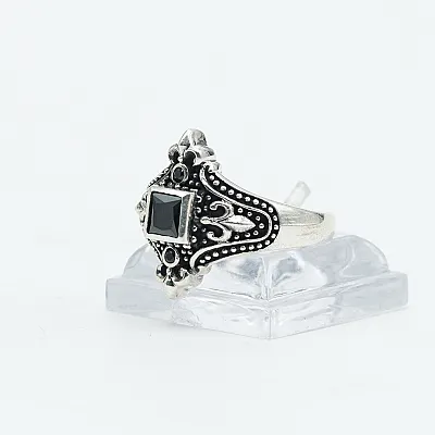 Inel cruce crin imperial c.z negru Argint - 2