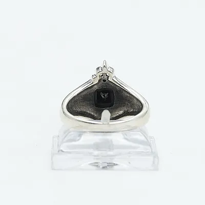 Inel cruce crin imperial c.z negru Argint - 4