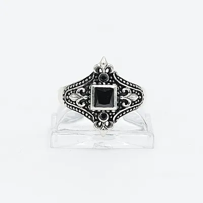 Inel cruce crin imperial c.z negru Argint - 1
