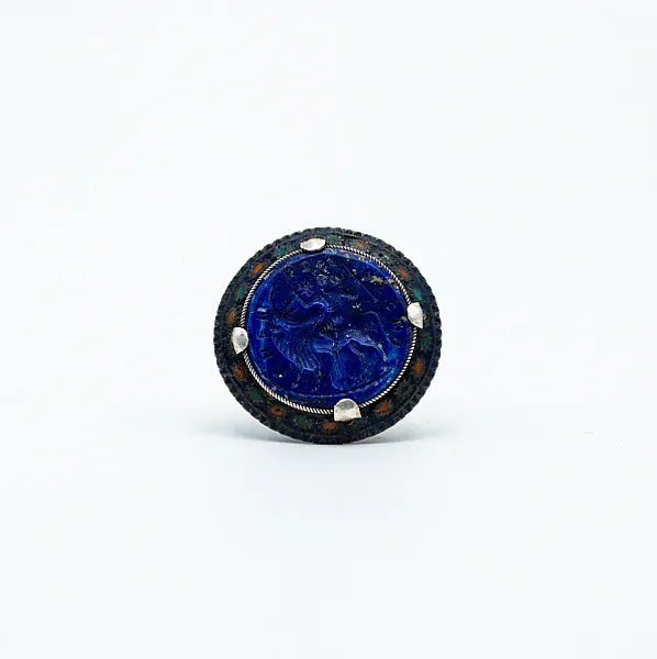 Inel Afgan vanator calare lapis lazuli Argint