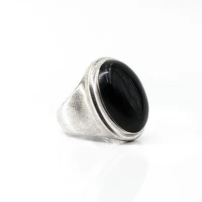 Inel simplu oval onix Argint - 5