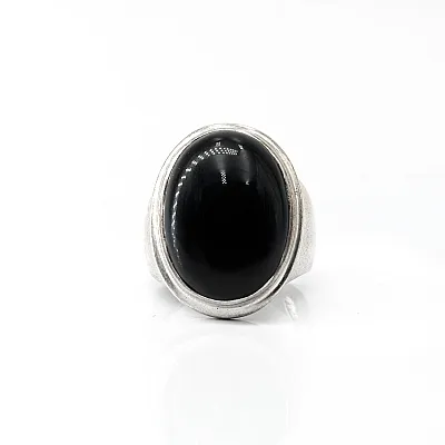 Inel simplu oval onix Argint - 1