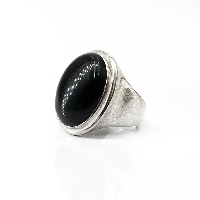 Inel simplu oval onix Argint - 2