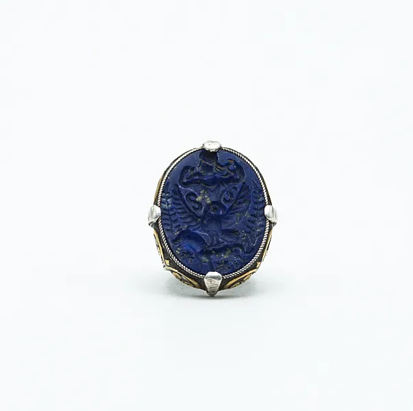 Inel Afgan om vultur lapis.lazuli Argint