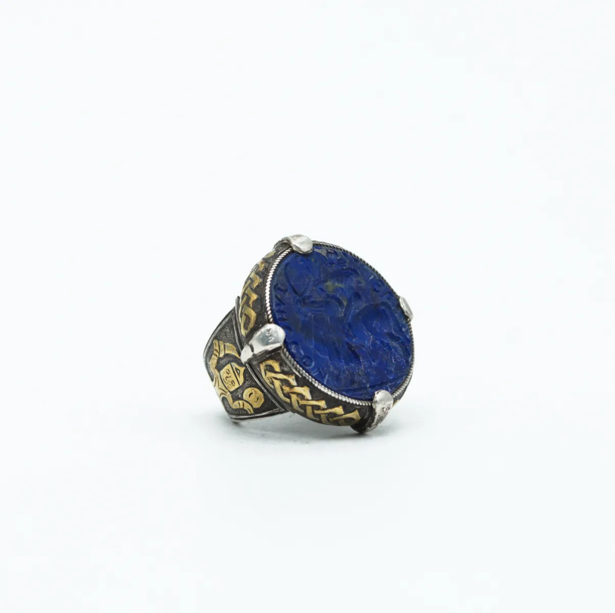 Inel Afgan rotund arcas lapis.lazuli Argint